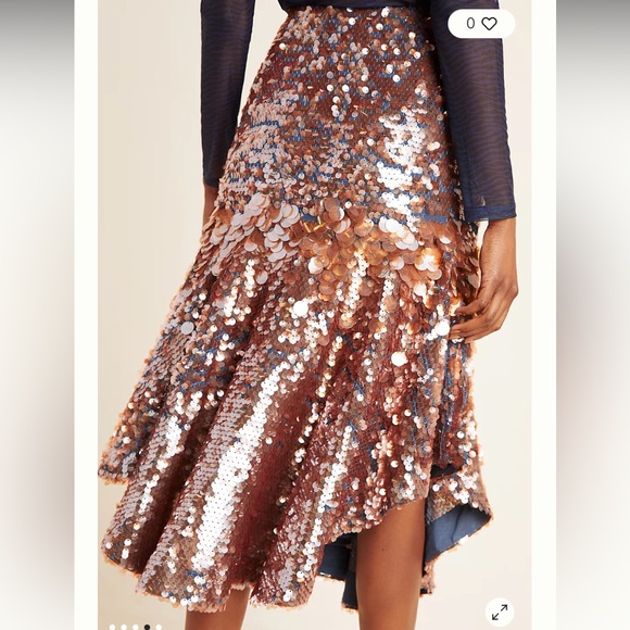 Anthropologie Sparkling Sequin Midi Skirt in Copper - Picture 2 of 4